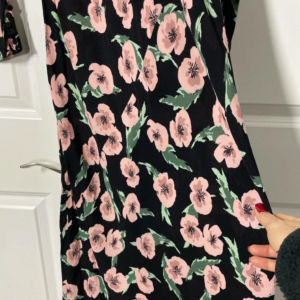 Zara Floral Long Sleeves Bias Cut Dress size S - Picture 4 of 9